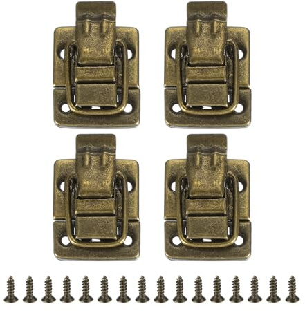 PATIKIL 4pz Chiusure Leva Chiusura a Scatto per Cassettiera con Vite Bronzo | per Imballaggi in Legno Cassetta Attrezzi Armadietto, Valigie Scatole Stile Retrò, Fibbie in Metallo