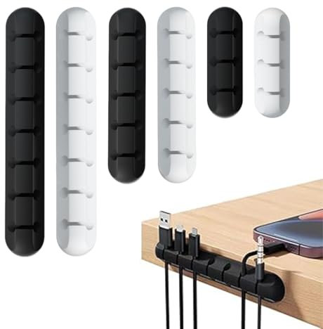 SULIUDAJI 6 Pezzi Organizer a Clip per Cavo, Gestione del Cavo, Fermacavi Multifunzione Adesivo, Organizzatore Supporto per Cavi per TV PC Casa Ufficio