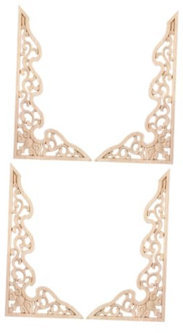 DOITOOL 4Pcs Geschnitzte Holzapplikationen Möbel Holz Applizes Unbemaltte Eckabziehbilder Geschnitzt Onlay Dekorative Ecke Applique Unbemalte Applique Dekorative applikation