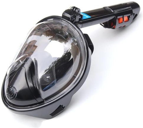 NADCFN Schnorchelmaske Volle Gesicht Schnorcheln Masken Panoramablick Anti-Fog Anti-Leck Schwimmen Schnorchel Scuba Unterwasser Tauchmasken(Regular- Black,L/XL)