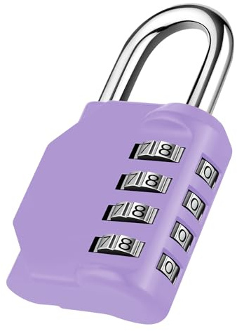 NAGE 4 Digit Combination Padlock, Outdoor Weatherproof Locker Lock (Purple) | padlock with code for Gym, School Locker, Shed, Gate, Fence, Garage