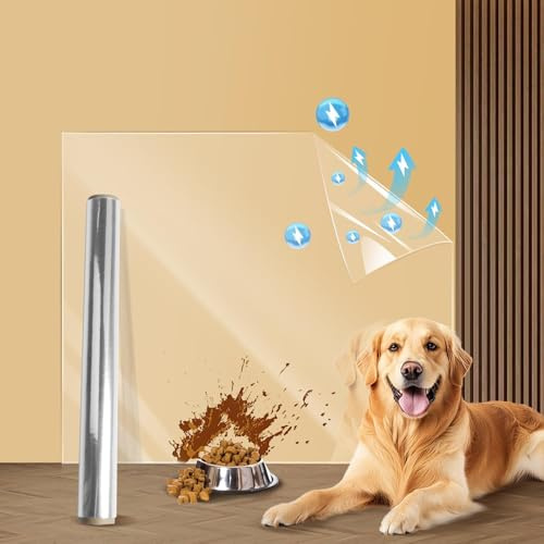 PIWOSGOL Film Statique Transparent, 40X300cm Films de Protection Murale, Protege mur Travail Cuisine, Films Anti Eclaboussure Cuisine, Protection mur Chien, Chats, Chaises