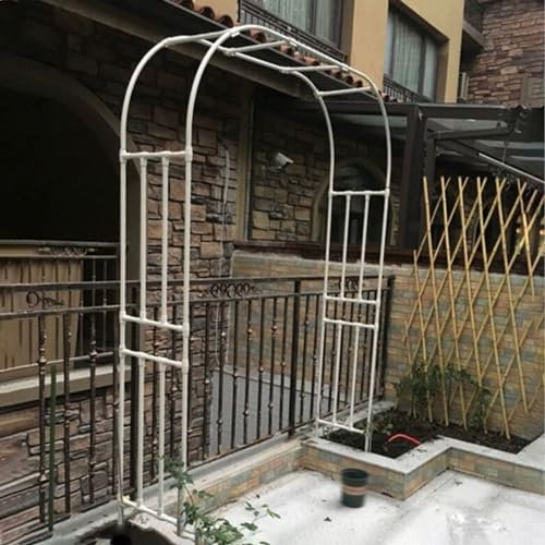 Pérgola de jardín de metal duradero para decoración al aire libre, resistente a la intemperie, marco de globo, enrejado de escalada, color blanco, tamaño de 30 pulgadas