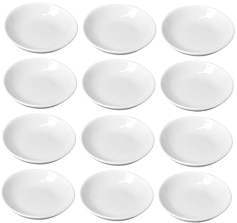 Homoyoyo 12pcs Ceramic Ink Dish Calligraphy Brush Holder Round Trays for Decor for Home Office Stationery and Painting Tray Use