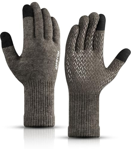 Rahhint Alpaka-Merino-Wollmischung Strickhandschuhe Touchscreen Herren Damen Winterhandschuhe für Smartphone, Fahrrad & Outdoor - Wärmend wie Merinowolle in Gr. XS-XXL