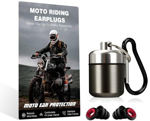 Motorcycle Ear Plugs, Earplugs for Wind Noise Reduction, 26db Advanced Filter Technology Ear Protection with Aluminium Case and Clip, for Motorbike, Highway Riding, Touring (Black&red, Medium)