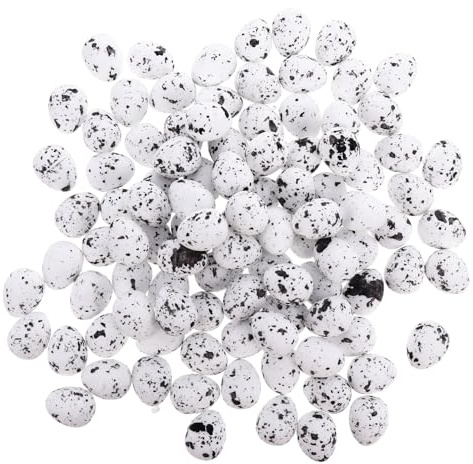 TOYANDONA 100pcs Mini Foam Speckled Easter Eggs, Artificial Bird Eggs for Easter Basket Fillers, Crafts, Photo Prop And Decorations 1. 8cm（white）