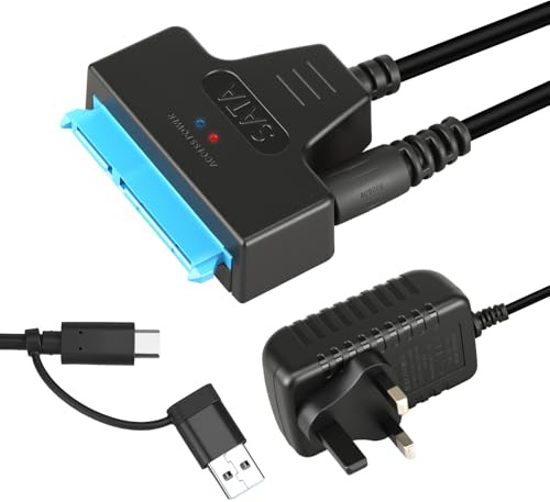 Bpzmm USB 3.0 to SATA Hard Drive Adapter with 12V/2A Power Supply, USB C to SATA Cable for 3.5 HDD & 2.5 HDD/SSD, High-Speed Transfer Hard Drive Reader