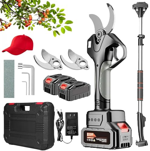 Forbici da Potatura Elettriche Senza Fili con Asta Telescopica – Secateur Alimentato a Batteria 21V, Capacità di Taglio 58mm, Angolo Regolabile, Potatore a Lunga Portata per Alberi Giardino e Frutteto