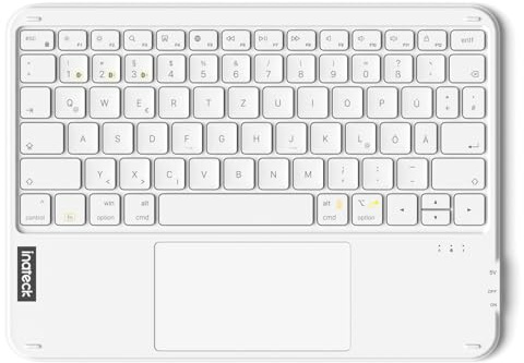 Inateck ultradünne Tablet-Tastatur mit Touchpad, 3 Bluetooth-Kanäle | Tragbar, ultra leicht 228g, Bluetooth 5.3, kompatibel mit iPad, Tablets, Windows, Laptops, PCs