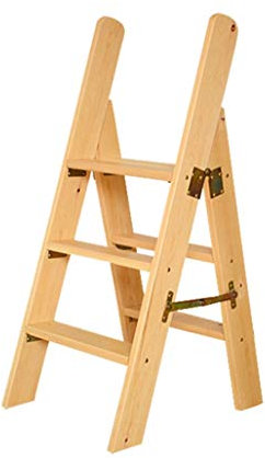 Klappstufen Klapptritt Hölzerne Trittleiter Leichter 3-Stufen-Klapphocker Klappleiter Treppenliftstuhl - 300 lb. Kapazität (natürlich)