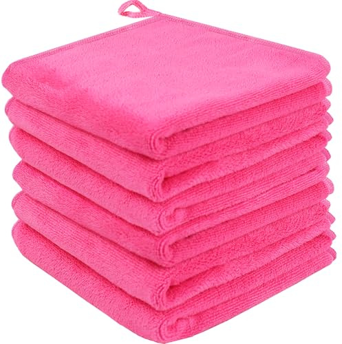 HIDMD Panno Struccante per il Viso in Microfibra Pulizia Viso Solo con Acqua 30cm x 30cm 6 pezzi Rosa chiaro