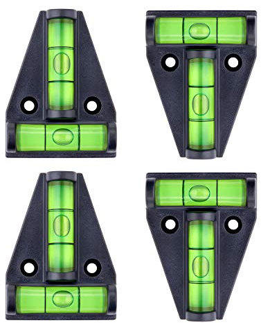 Firecore Nivel T-tipo Nivel de burbuja bidireccional multiusos 4 paquetes nivel de burbuja para RV, muebles, remolque, trípode, equipo de cámara,accesorios autocaravana
