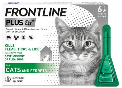 FRONTLINE Plus Flea & Tick Treatment for Cats and Ferrets - 6 Pipettes