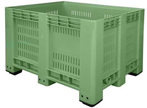 Bigbox grün 1200x1000x790 mm perforiert mit 4 Füßen incl. Deckel
