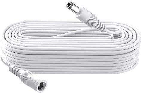 Cable de extensión de alimentación de 10 m CC, Enchufe de 5,5 mm x 2,1 mm, Enchufe Macho a Hembra, CC 5 V 6 V 9 V 12 V 24 V para cámaras de Seguridad, DVR, Router, Impresora, Tira LED, Color Blanco