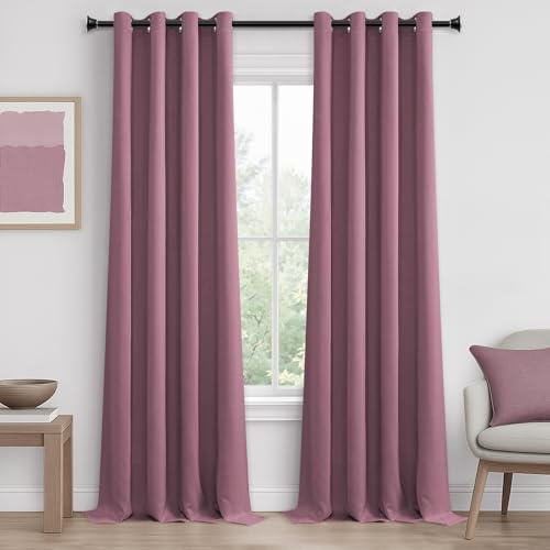 MRTREES 2 Pezzi Tende Oscuranti Termiche Isolanti con Occhielli per Camera da Letto Tende Coprenti per Soggiorno Moderne per Interni Finestra Salotto, 140x260 CM, Rosa Scuro