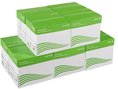 Xerox Recycled+ Papier ISO 80, A4 80 g/m², Kopierpapier für Laserdrucker und Kopierer, aus 100 Prozent Altpapier, 10 Kartons, 50 Pakete, 25.000 Blatt