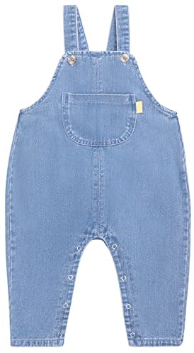 CAMILIFE Bebè Bimbi Bimbe Basic Salopette in Denim Dungarees Pantaloni di Jeans in Cotone con Bretelle - Tinta Unita Classico Jeans Blu Taglia 74