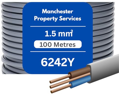 Twin and Earth Electric Cable 1.5mm / 2.5mm / 6mm 6242Y Flat Grey - Cut To Size (10 Metres, 6 mm Twin and Earth)