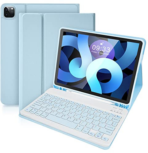 SOPPY Bluetooth Keyboard Case for iPad Air 2025 M3/2024 M2 11 inch, Air 5/4 10.9 inch, Pro 11 4/3/2/1, Detachable Keyboard Cover, with Built-in Pencil Slot, Blue