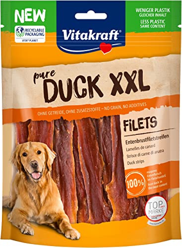 Vitakraft Pure Duck XXL Filet, Hundeleckerli, Entenbrustfiletstreifen, Hunde Trainingsleckerli, ohne Zusatz von Zucker (1x 250g)