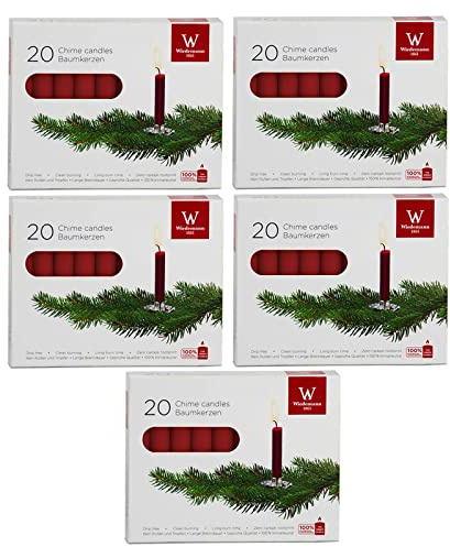 DecoLite Baumkerzen 9,6 cm, Brenndauer 1,5h, Altrot, 100 Stück | Made in Germany, RAL-geprüft, durchgefärbte Christbaumkerzen, ruß- & tropffrei, für handelsübliche Kerzenhalter