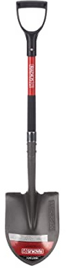 Radius Premium D-Handle Round-Point Shovel, Steel Shaft