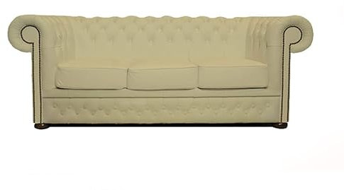 Chesterfield Sofa Class - The Chesterfield Brand | 3 Sitzer Sofa | 100% Leder, handgefertigt, Original Chesterfield | Breite 200 cm | Vanille