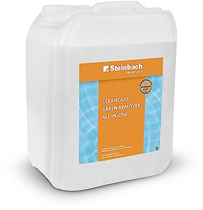 Steinbach Poolpflege CleanCare Green Remover All-in-One - 07555C05TD01 - 5 l - Steinreiniger gegen Grünbelag, Algen & Moos - Für Steinplatten, Terrassen, Mauern & Fassaden - Langanhaltende Wirkung