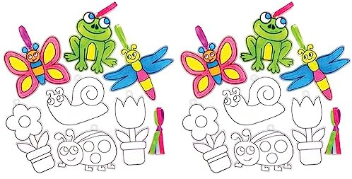 Baker Ross AT872 In The Garden Suncatchers - Pack of 20, Suncatcher Stained Glass Effect for Children to Make and Display