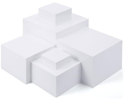 Geelin Acryl-Erhöhungen für Präsentationen, Würfelboxen, Aufsteller mit hohlen Böden, dekorativer Ständer für Schmuck, Süßigkeiten, Tischdekoration, 6 Größen (weiß), 6 Stück