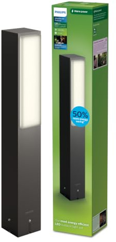 Philips Outdoor Ultra-Efficient Stratosphere Sockelleuchte 3.8W, 4000K kühlweißes Licht, IP44 wetterfest, anthrazit