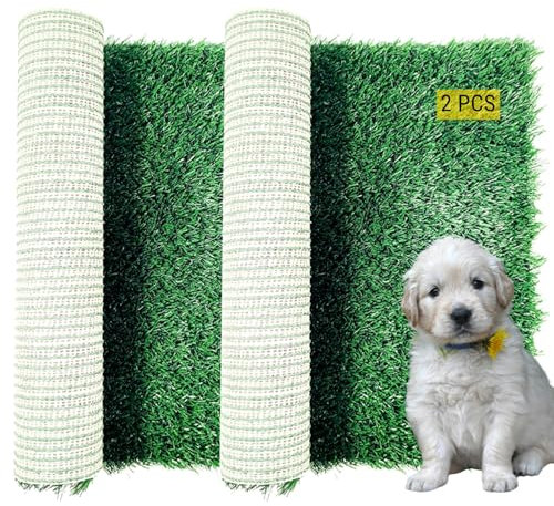 Dog Grass Pee Pad for Training, 23x 18 Reusable Washable Replacement Artificial Grass for Potty Tray, Indoor/Outdoor Turf Grass, Realistic Fake Grass for Dogs (2 PCS)