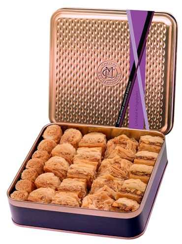 Baklava Baklawa Gift Tin, Lebanese Assorted Nut Filo Pastry, 30 Pieces 500g