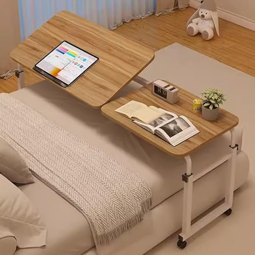 KJZQXYX Verstellbarer Overbed-Schreibtisch mit Rollen, Overbed-Tisch, Rollbett-Schreibtisch, mobiler Overbed-Tisch, Verstellbarer neigbarer Laptop-Tisch (Oak)