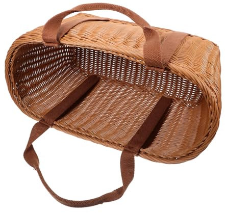 Sosoport Eleganter Rustikaler Geflochtener Korb Picknickkorb mit Griffen Handlicher Obstpflückkorb für Die Küche und Den Täglichen Gebrauch