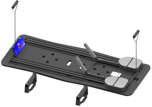 Generisch Kompaktes Pilates-Gerät, Pilates-Reformer-Board für Heimtraining, Tragbar, Faltbar, 2 Schubaufsätze, Schwarz, Polypropylen, 106 x 41 x 7 cm, 500 Gramm, Pilates Übungen, Heimtraining