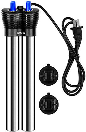 1000W Double-tube Submersible Aquarium Heater with Adjust Knob Thermostat - Freshwater Fish Tank Heater for Precise Temperature Control