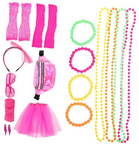 COLLBATH Jahre Kostümset Für Damen Retro Party Accessoires Disco Zubehör Vintage Schmuck Für Frauen Partykostüm-beleuchtung Halskette Und Armband Damen Kostümzubehör