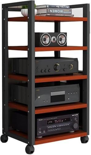 Druckertisch Mit Rollen Druckerregal HiFi-Rack 5-stufige Audio/Video-Medienständer HiFi-Audioschrank Leicht Zu Bewegen Tv Stand Cabinet Plattenspieler Schrank Verstärker-Rack(Style 1,50x40x100cm)
