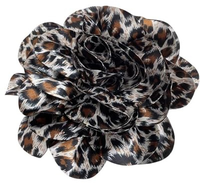 7,5 Pouces En Tissu Satiné Léopard Fleur De Rose Très Grand Grandes Broches Épinglettes Pour Femmes Broche De Fleur Pour Robe De Fête De Vacances Costume Vêtements Accessoires Cadeaux
