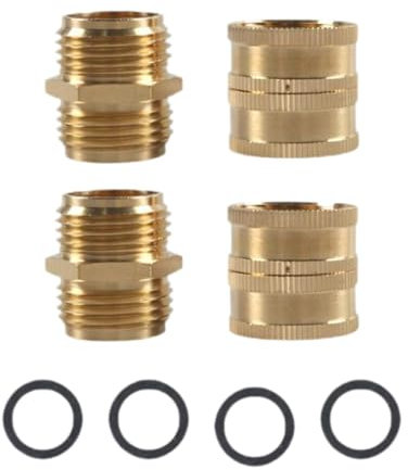 LOVIVER 4X Garden Hose Adapters Fittings,3/4 Household Patio Brass Garden Hose Connector Rubber Washers for Sprayers Gardening