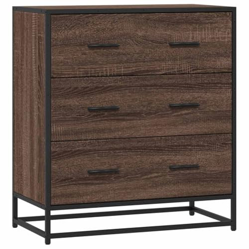 vidaXL Sideboard Braun Eichen-Optik 68x35x76 cm Holzwerkstoff & Metall, Kommode, Anrichte, Küchenschrank, Schubladenkommode, Schrank, Flurschrank