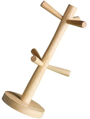 Cabilock 1pezzi Porta Tazze in Legno Dal Design Moderno e Pratico Supporto Per Tazzine Rovescio Con Funzione Drenante Per Cucina e Arredamento Tavolo