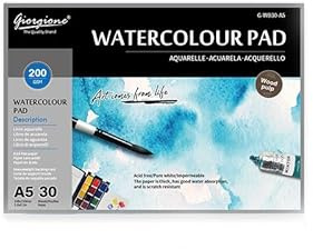 Watercolour Paper Pad A5, Watercolour Sketchbook, Glued Bound, 30 Sheets Water Colour Paper for Students Adults Artists Drawing Painting Supplies (A5)