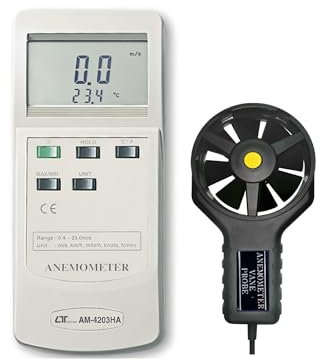 i-POOK Digitales Anemometer AM-4203HA mit Temperatur Messung 0 bis 50 ℃ Tragbares Flügelanemometer Luftgeschwindigkeit Windgeschwindigkeitsmesser 0,4-25,0 m/s (± 2% + 0,2 m/s) Hergestellt in Taiwan