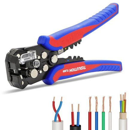 TOOLUTION 3-in-1 Self-Adjusting Wire Stripper Tool - Heavy Duty Electrical Wire Stripping & Crimping & Cutting Pliers for 10-24 AWG for Electricians, DIY & Automotive Use
