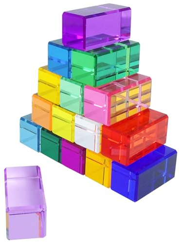 Gwezmxs Jelly Blocks aus Acryl, Lichtbausteine Sensory Toys für Kinder, 16 Bunte Bauklötze ab 3 Jahren