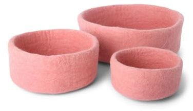 Gry & Sif Handgemacht & Fairtrade-zertifiziert Stilvolles dänisches Design x Napali Kunsthandwerker | Filzschalen, Schalen für Osterkorb, Frühstückskorb, Organizer aus Filz | Staubiges Rot